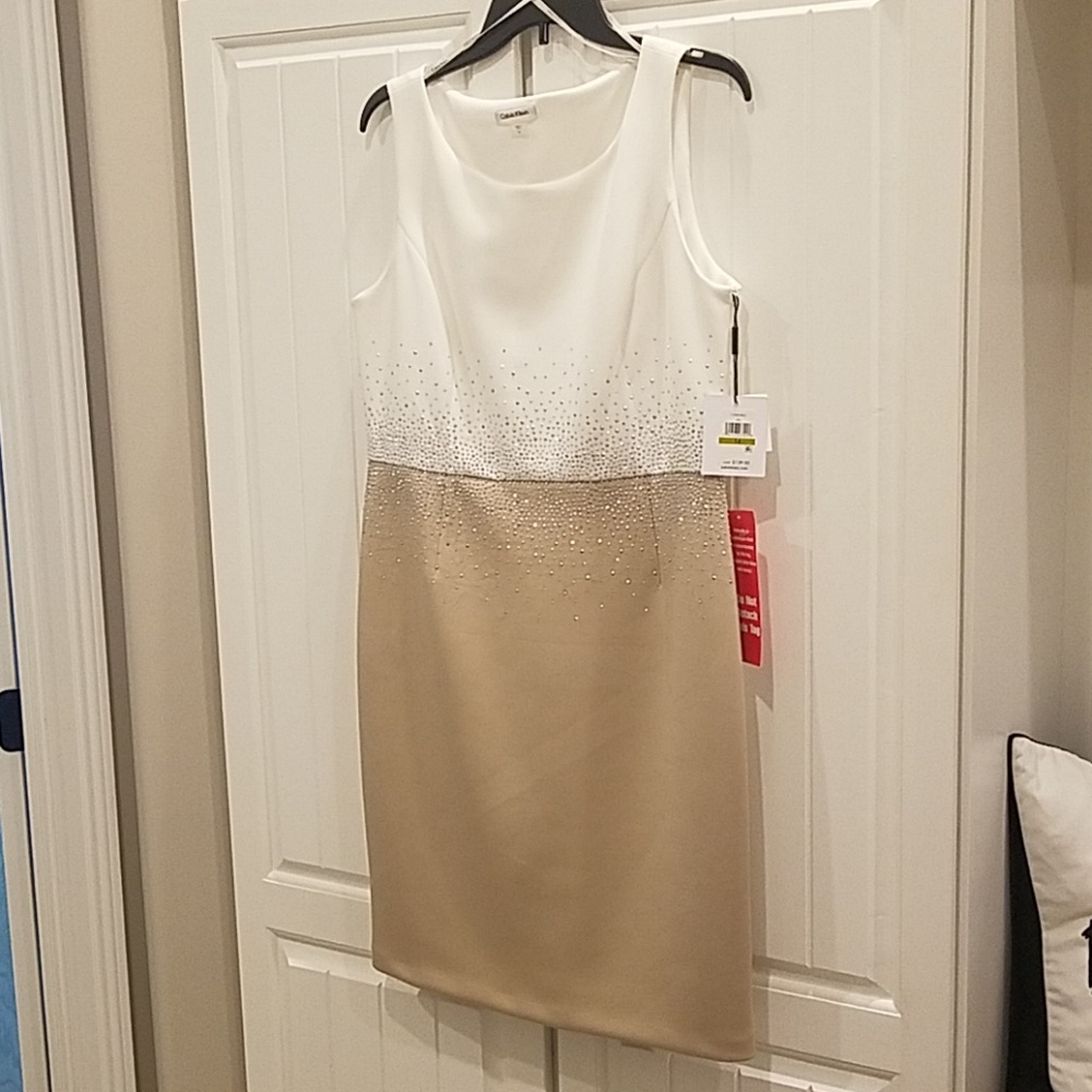 Calvin Klein Beige and White Summer Dress
